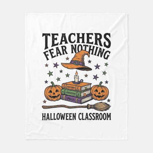 Halloween-Lehrer-Shirt mit Hexen-Büchern_1 Fleecedecke (Vorderseite)
