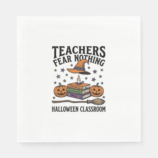 Halloween-Lehrer-Shirt mit Hexen-Büchern_1 Serviette (Vorderseite)