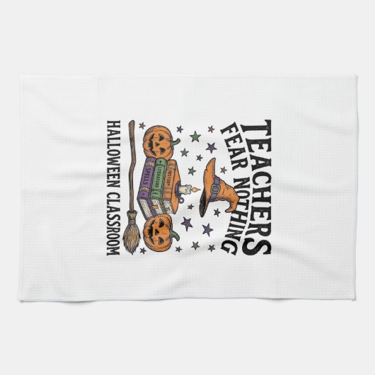 Halloween-Lehrer-Shirt mit Hexenbüchern_1 Geschirrtuch (Horizontal)