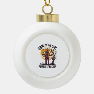 Halloween-Lehrer-Shirt Vintage-Gravur Kürbis Keramik Kugel-Ornament