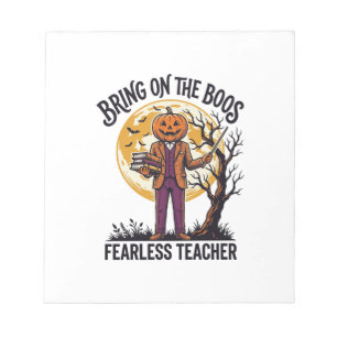 Halloween-Lehrer-Shirt Vintage-Gravur Kürbis Notizblock