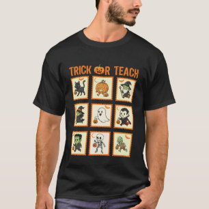 Halloween-Lehrer-Stempel Süße Kostüme Streich oder T-Shirt