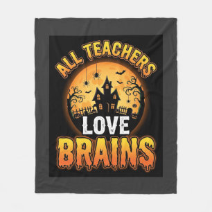 Halloween-Lehrer-Zombie-Gehirne-Horror-Mond-Design Fleecedecke