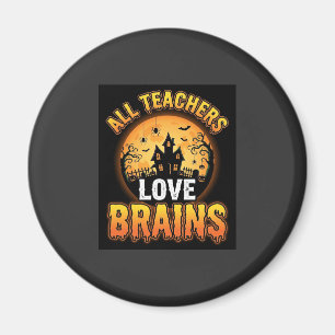 Halloween-Lehrer-Zombie-Gehirne-Horror-Mond-Design Magnet