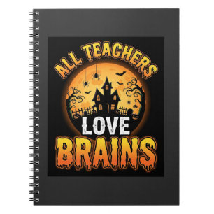 Halloween-Lehrer-Zombie-Gehirne-Horror-Mond-Design Notizblock