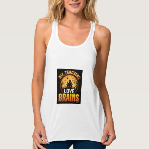 Halloween-Lehrer-Zombie-Gehirne-Horror-Mond-Design Tank Top