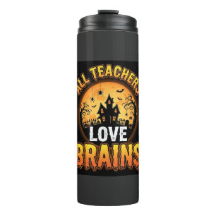 Halloween-Lehrer-Zombie-Gehirne-Horror-Mond-Design Thermosbecher
