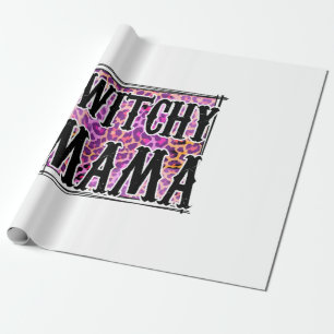Halloween Leopard Hexen-Mama Geburtstag Geschenkpapier