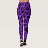 Halloween Leopard Print Black & Dark Violet Leggings (Rückseite)