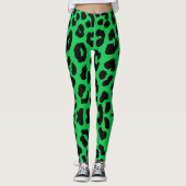 Halloween Leopard Print Black & Green Leggings (Vorderseite)