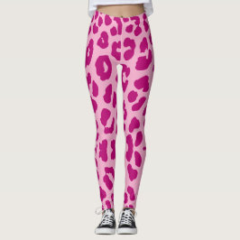 Halloween Leopard Print Dark & Light Pink Leggings
