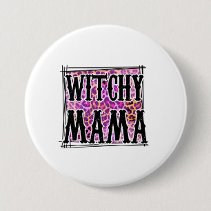 Halloween Leopard Witchy Mama Birthday Button