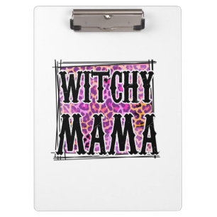 Halloween Leopard Witchy Mama Birthday Klemmbrett