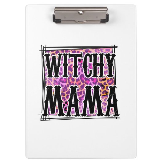 Halloween Leopard Witchy Mama Birthday Klemmbrett (Vorderseite)