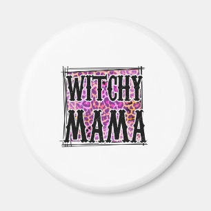 Halloween Leopard Witchy Mama Birthday Magnet