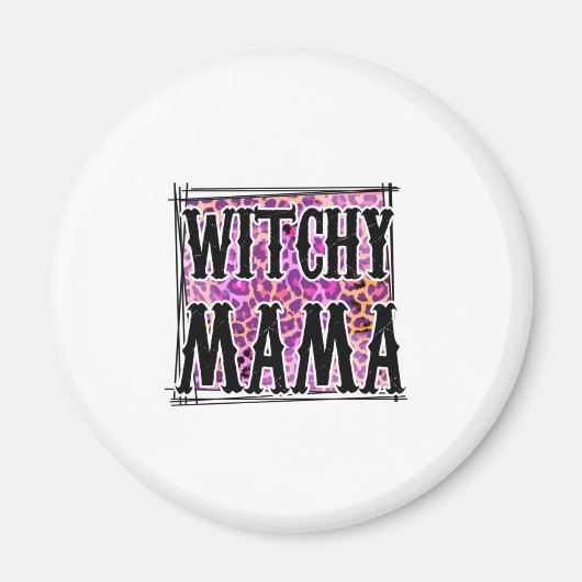 Halloween Leopard Witchy Mama Birthday Magnet (Vorne)