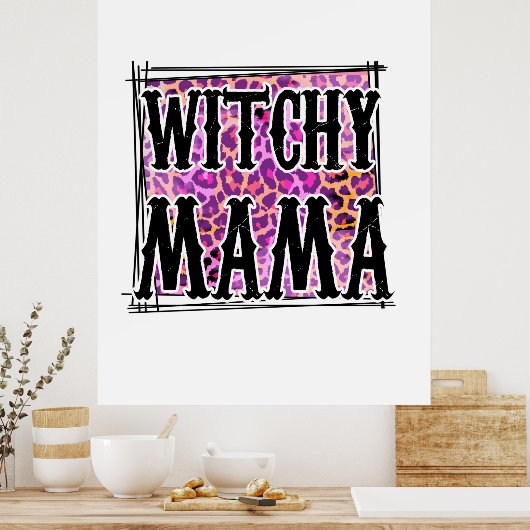 Halloween Leopard Witchy Mama Birthday Poster (Küche)
