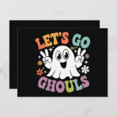 Halloween Let's Go Ghouls Ghost Retro-Kostüm Postkarte (Vorne/Hinten)
