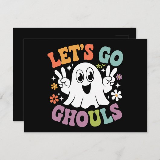 Halloween Let's Go Ghouls Ghost Retro-Kostüm Postkarte (Vorne/Hinten)