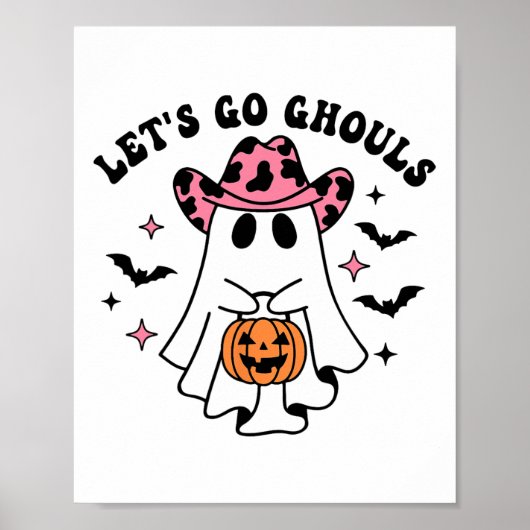 Halloween Let's Go Ghouls Ghost Retro Kostüm Wome Poster (Vorne)