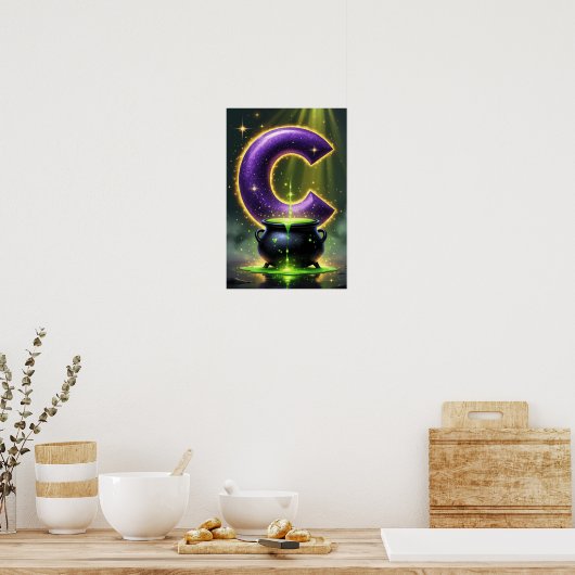 Halloween Letter C Witch Cauldron Classroom Poster (Küche)