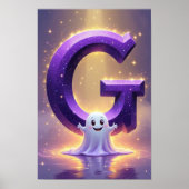 Halloween Letter G Cute Ghost Kids Art Poster (Vorne)
