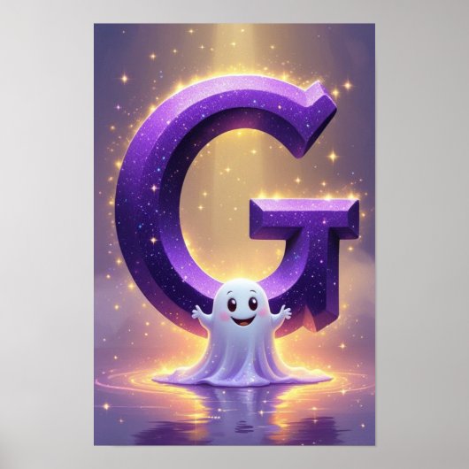 Halloween Letter G Cute Ghost Kids Art Poster (Vorne)