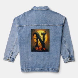 Halloween Letter N Single Tear Jeansjacke