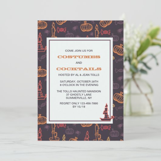 Halloween leuchtet Einladung durch (Stehend Vorderseite)