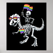 Halloween LGBT T Rex Dinosaur Skeleton Gay Pride Poster (Vorne)