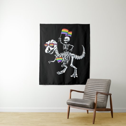 Halloween LGBT T Rex Dinosaur Skeleton Gay Pride Wandteppich (Beispiel)