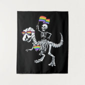 Halloween LGBT T Rex Dinosaur Skeleton Gay Pride Wandteppich (Vorderseite)
