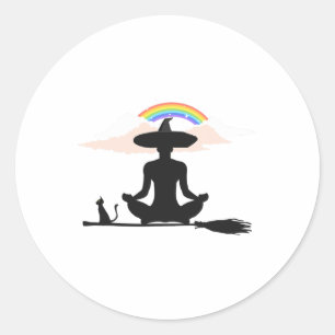 Halloween Lgbt Yoga Hexen Stolz Hippie Regenbogen Runder Aufkleber