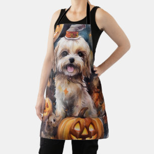 Halloween Lhasa Apso mit Kürbissen Gruselig  Schürze
