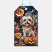 Halloween Lhasa Apso mit Pumpkins Beängstigend Geschenkanhänger (Vorderseite)