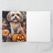 Halloween Lhasa Apso mit Pumpkins Beängstigend Karte (Innenseite)