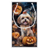 Halloween Lhasa Apso mit Pumpkins Beängstigend Kleine Geschenktüte (Rückseite)