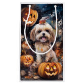 Halloween Lhasa Apso mit Pumpkins Beängstigend Kleine Geschenktüte (Vorderseite)