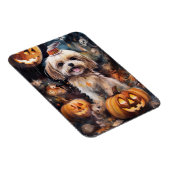 Halloween Lhasa Apso mit Pumpkins Beängstigend Magnet (Rechte Seite)