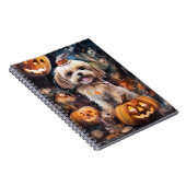Halloween Lhasa Apso mit Pumpkins Beängstigend Notizblock (Rechte Seite)