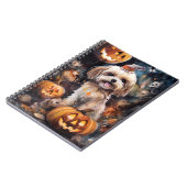 Halloween Lhasa Apso mit Pumpkins Beängstigend Notizblock (Linke Seite)