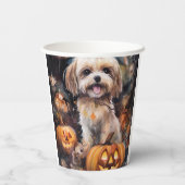 Halloween Lhasa Apso mit Pumpkins Beängstigend Pappbecher (Rückseite)
