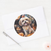 Halloween Lhasa Apso mit Pumpkins Beängstigend Runder Aufkleber (Umschlag)