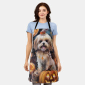 Halloween Lhasa Apso mit Pumpkins Beängstigend Schürze (Getragen)