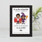 Halloween-Liebe bei First Bite Wedding Save The Date (Stehend Vorderseite)