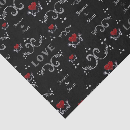 Halloween-Liebe-Skelett-Name-Seidenpapier Seidenpapier (Ausschnitt)