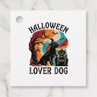 Halloween-Liebhaber-Hund-Hexenhut-Kürbis-Grabstein Geschenkanhänger