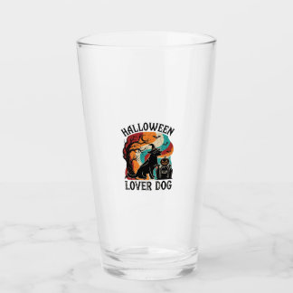Halloween-Liebhaber-Hund-Hexenhut-Kürbis-Grabstein Glas