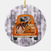 Halloween-Lieferwagen-LKW mit Kürbis Keramik Ornament (Hinten)