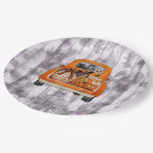 Halloween-Lieferwagen-LKW mit Kürbis Pappteller (Schrägansicht)